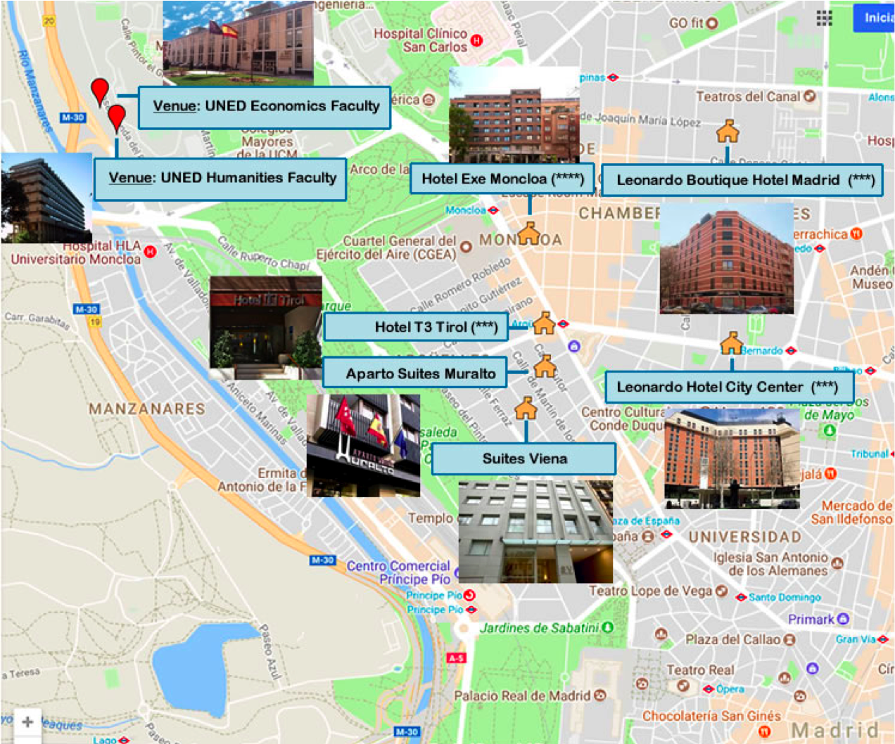 Image of Map with Hotels and Venue